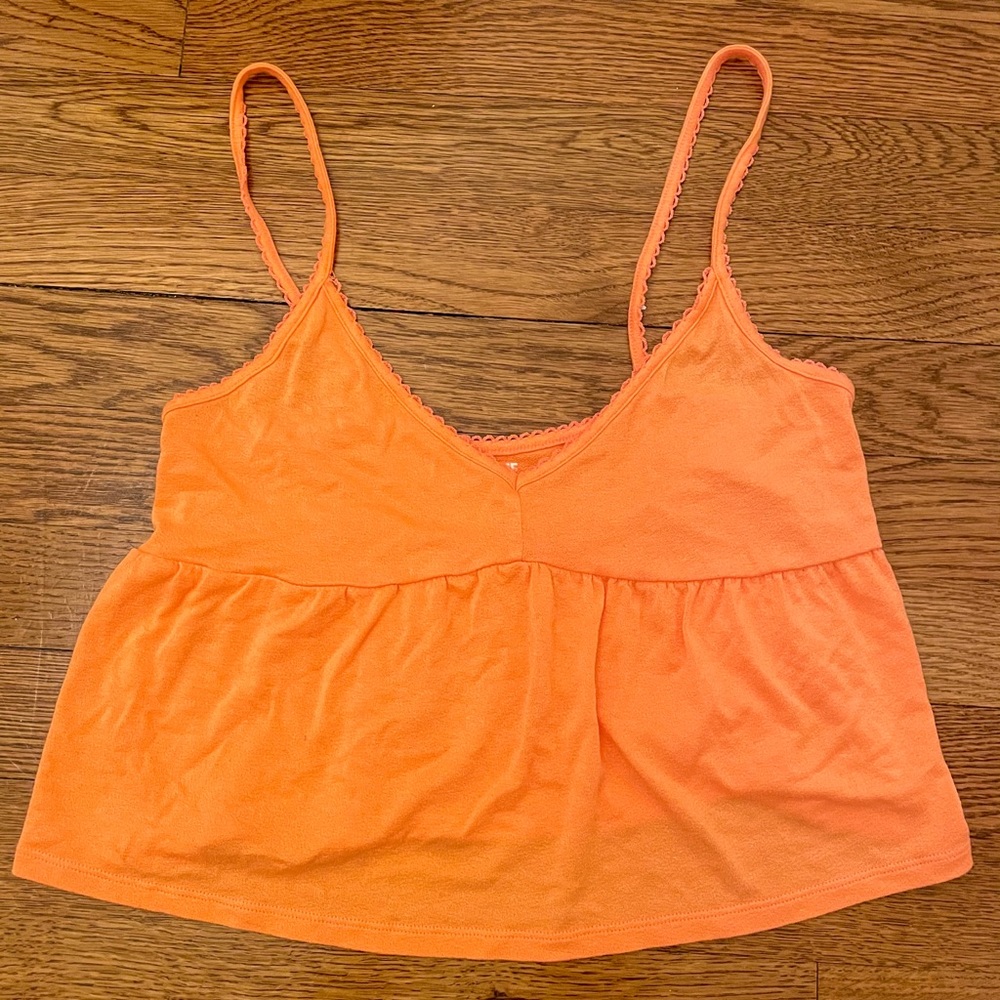 y2k orange spaghetti strap crop top